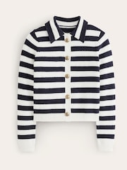 Boden Blue 100% Cotton Collared Knitted Cardigan - Image 5 of 6