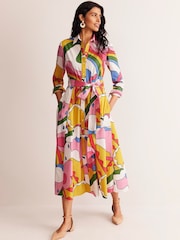 Boden Yellow Amy 100% Cotton Midi Shirt Dress - Image 5 of 6