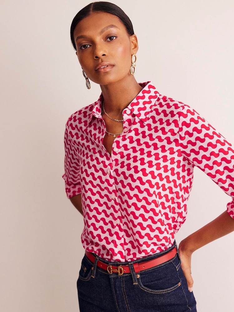 Boden Red Sienna Silk Shirt - Image 1 of 5