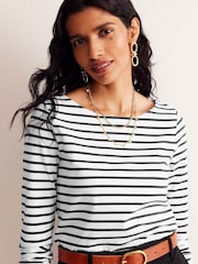 Boden Black Ella Long Sleeve Breton 100% Cotton Top - Image 1 of 5