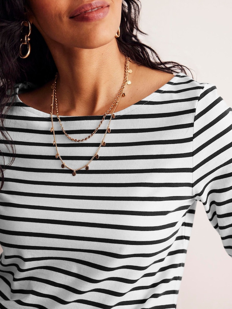 Boden Black Ella Long Sleeve Breton 100% Cotton Top - Image 3 of 5