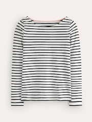 Boden Black Ella Long Sleeve Breton 100% Cotton Top - Image 5 of 5