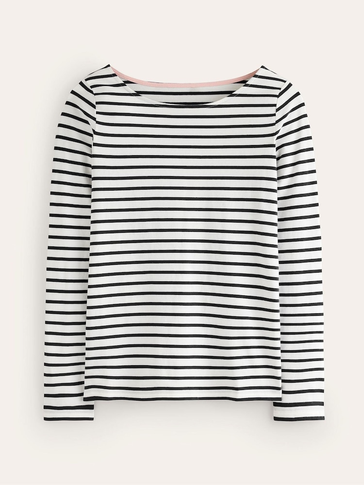 Boden Black Ella Long Sleeve Breton 100% Cotton Top - Image 5 of 5