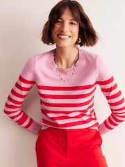 Boden Pink Catriona Cotton Crew Jumper - Image 1 of 6