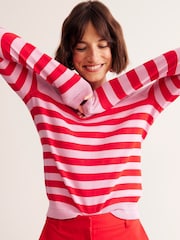 Boden Pink Catriona Cotton Crew Jumper - Image 3 of 6