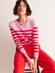 Boden Pink Catriona Cotton Crew Jumper - Image 4 of 6