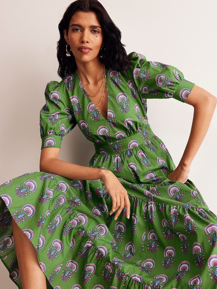 Boden Green Bella Puff Sleeve Maxi Dress - Image 2 of 6 Boden Green Bella Puff Sleeve Maxi Dress - Image 2 of 6