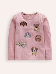 Boden Pink 100% Cotton Superstitch Puff Sleeve Top - Image 1 of 3