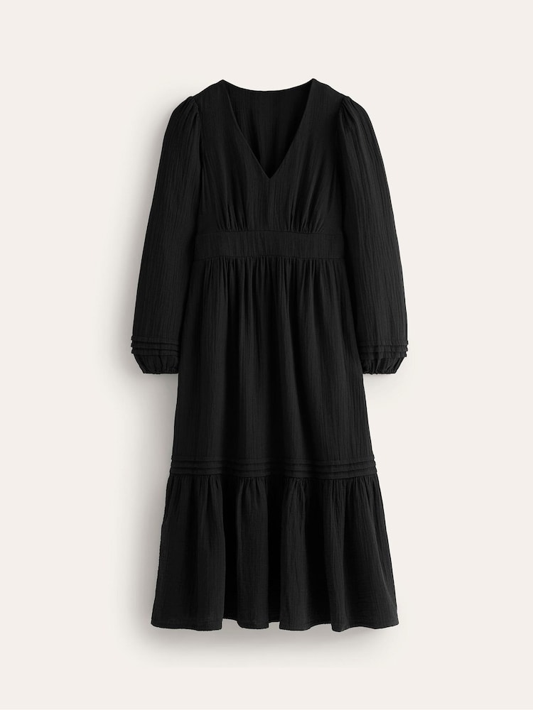 Boden Black Eve 100% Cotton Sleeved Double Cloth Dress - Image 7 of 7 Boden Black Eve 100% Cotton Sleeved Double Cloth Dress - Image 7 of 7