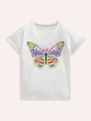 Boden Cream Short Sleeve Appliqué 100% Cotton T-Shirt - Image 1 of 3
