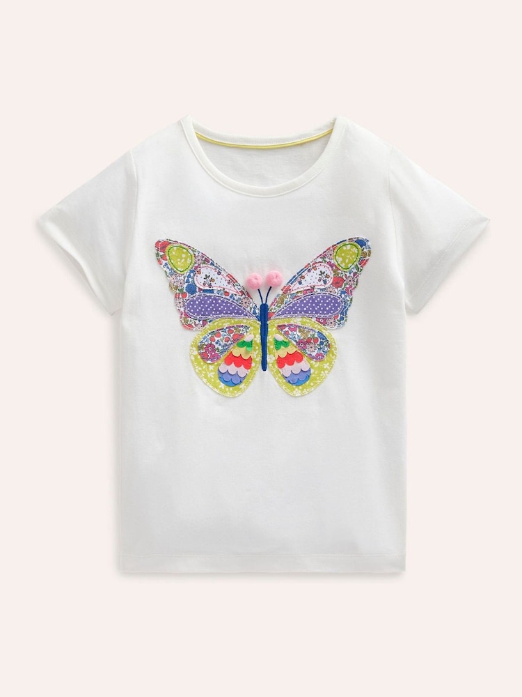 Boden Cream Short Sleeve Appliqué 100% Cotton T-Shirt - Image 1 of 3