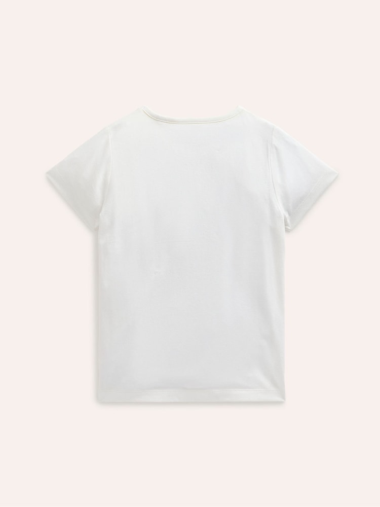 Boden Cream Short Sleeve Appliqué 100% Cotton T-Shirt - Image 2 of 3