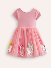 Boden Pink 100% Cotton Katie Unicorn Appliqué Tulle Dress - Image 1 of 3