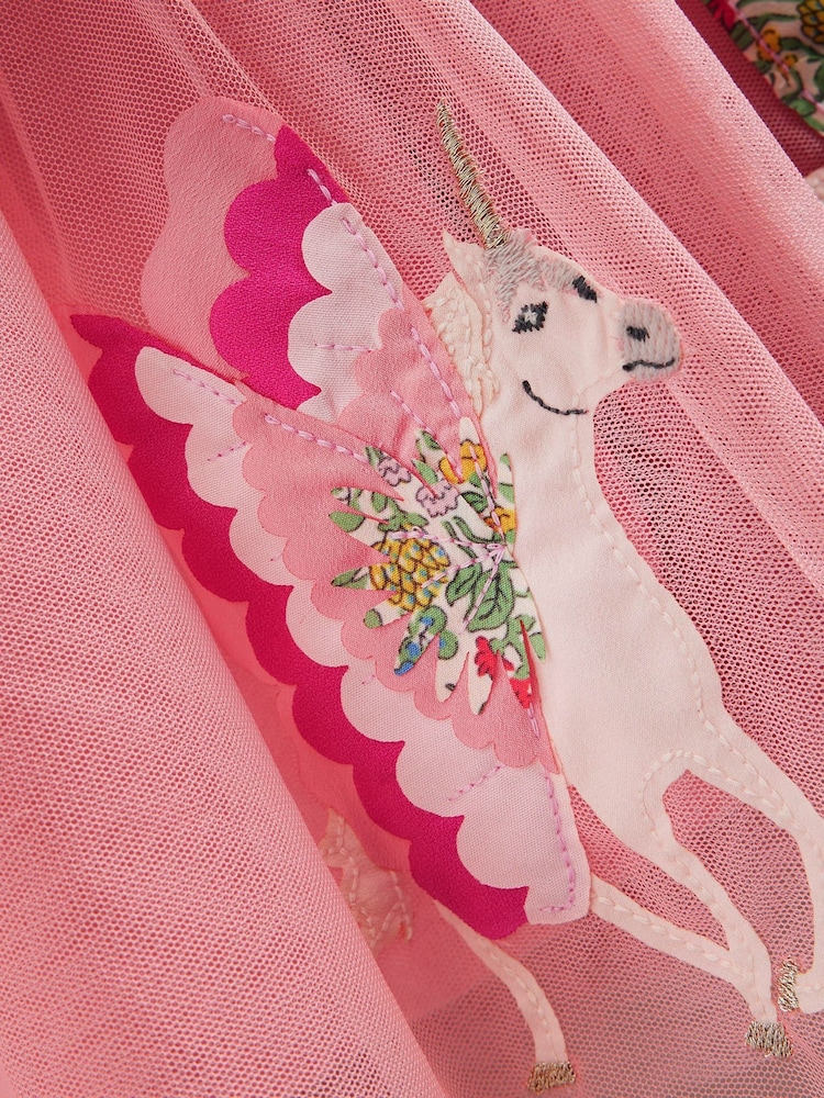Boden Pink 100% Cotton Katie Unicorn Appliqué Tulle Dress - Image 3 of 3