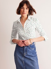 Boden Cream Saskia Stretch Cotton Shirt - Image 4 of 5
