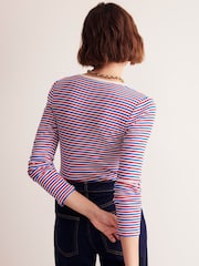 Boden Red Anna Rib Long Sleeve 100% Cotton T-Shirt - Image 3 of 5