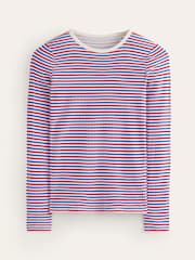 Boden Red Anna Rib Long Sleeve 100% Cotton T-Shirt - Image 5 of 5