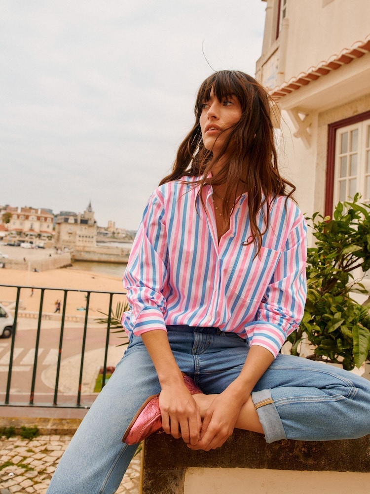 Boden Blue Connie Relaxed Cotton Shirt - Image 1 of 6