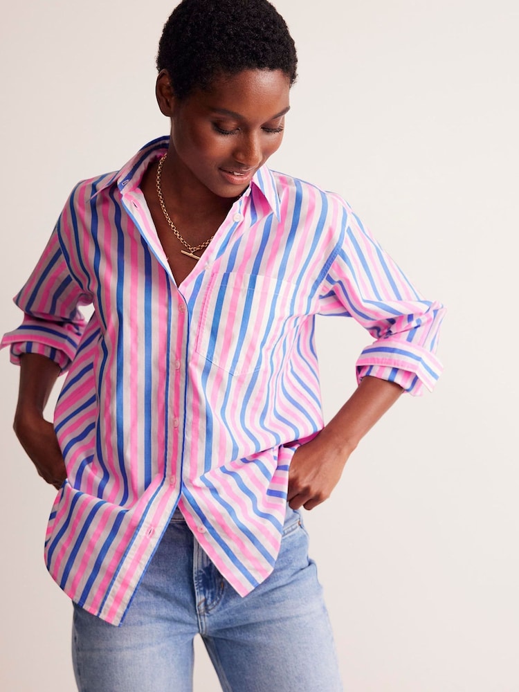 Boden Blue Connie Relaxed Cotton Shirt - Image 2 of 6