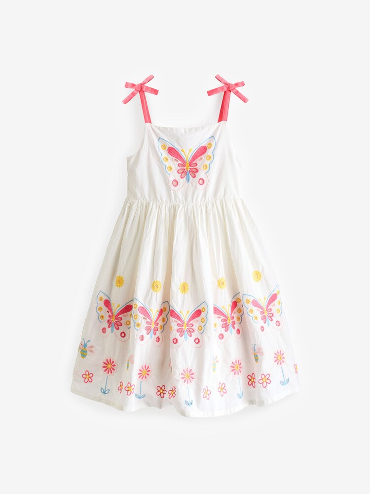 Boden Cream Broderie Butterflies 100% Cotton Dress - Image 2 of 5