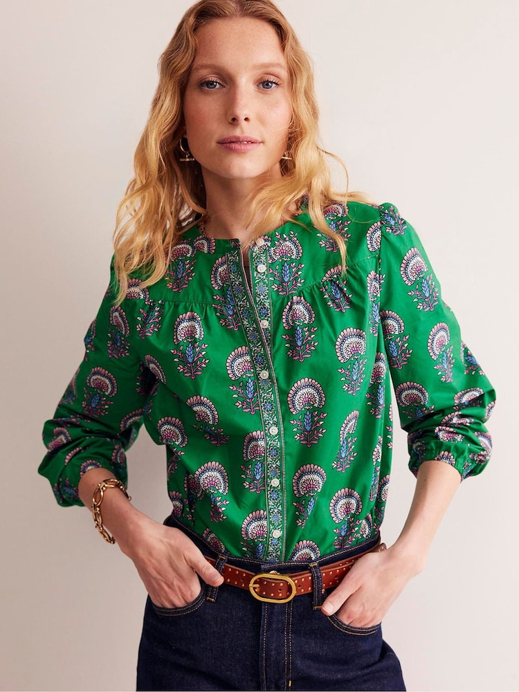 Boden Green Savannah 100% Cotton Blouse - Image 1 of 5 Boden Green Savannah 100% Cotton Blouse - Image 1 of 5