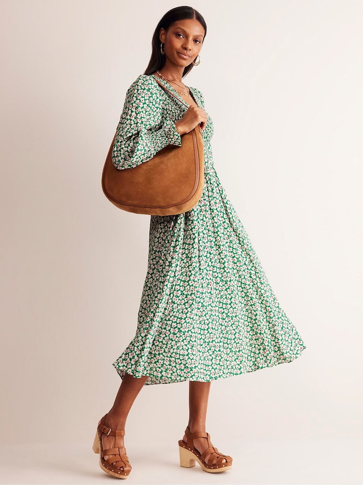 Boden Green Gemma Smocked Midi Dress - Image 2 of 6