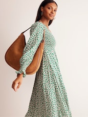 Boden Green Gemma Smocked Midi Dress - Image 4 of 6