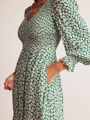 Boden Green Gemma Smocked Midi Dress - Image 5 of 6