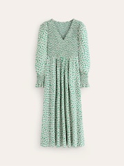 Boden Green Gemma Smocked Midi Dress - Image 6 of 6