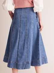 Boden Blue Panelled Full 100% Cotton Denim Skirt - Image 2 of 6