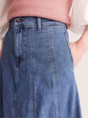 Boden Blue Panelled Full 100% Cotton Denim Skirt - Image 5 of 6