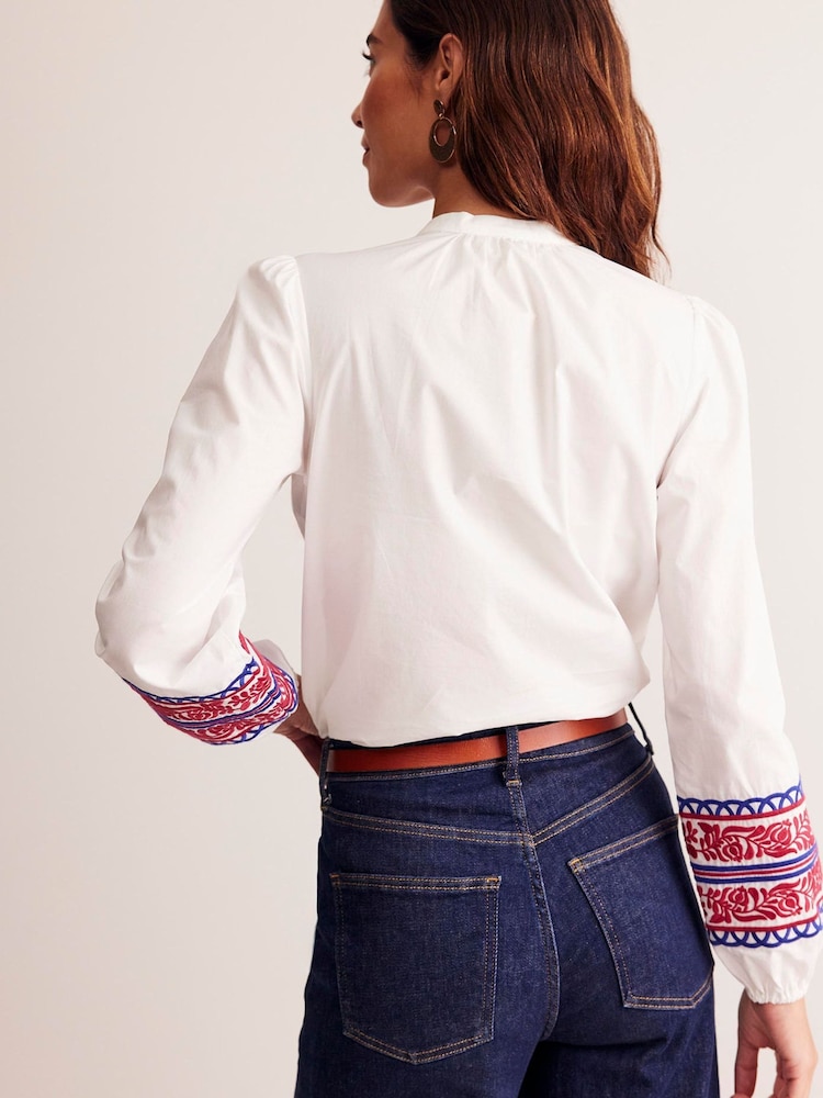 Boden White Embroidery Interest 100% Cotton Top - Image 2 of 4 Boden White Embroidery Interest 100% Cotton Top - Image 2 of 4