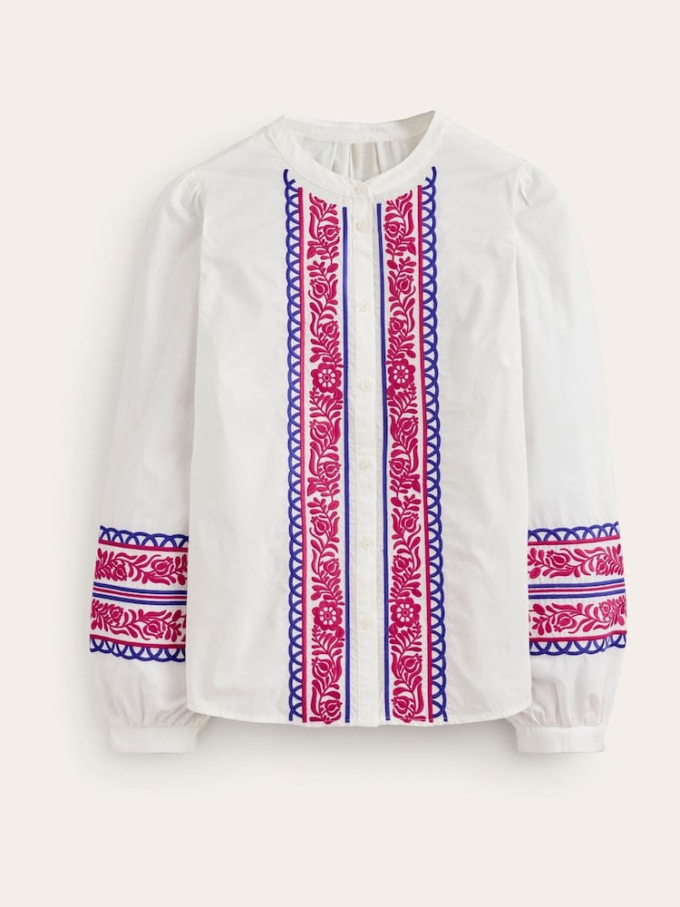Boden White Embroidery Interest 100% Cotton Top - Image 4 of 4