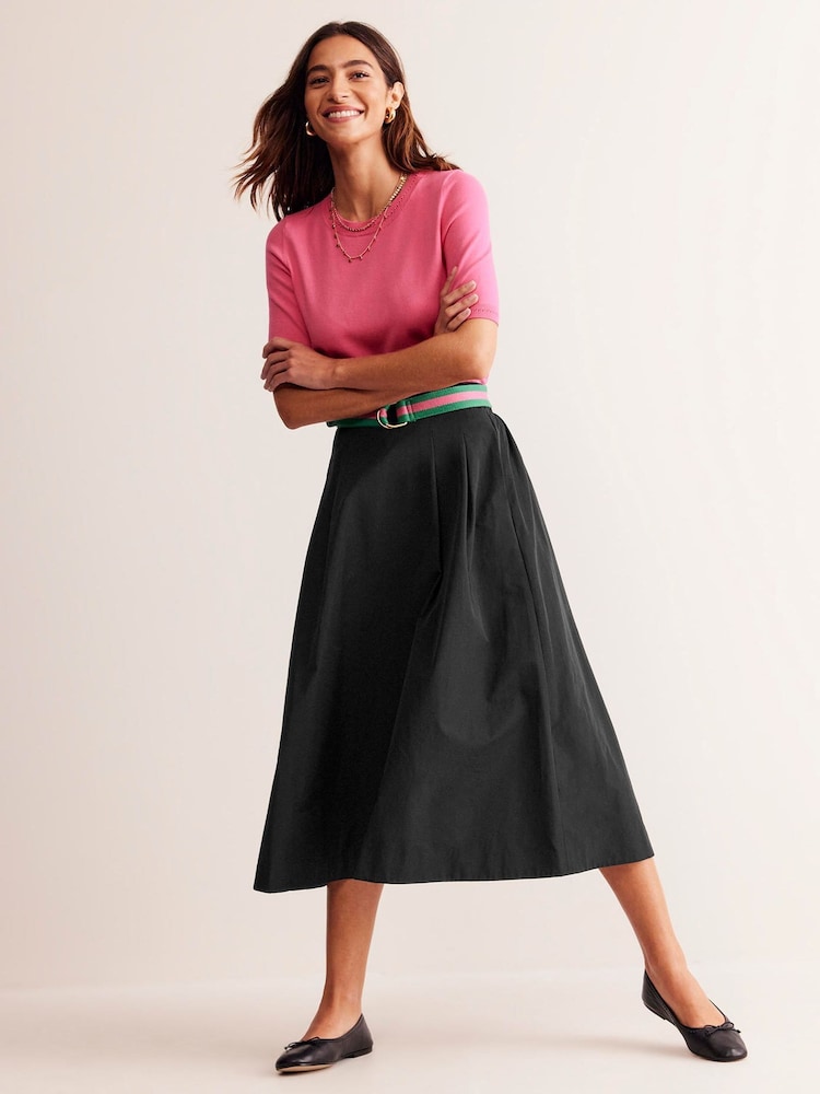 Boden Black Isabella Taffeta Midi Skirt - Image 2 of 5 Boden Black Isabella Taffeta Midi Skirt - Image 2 of 5