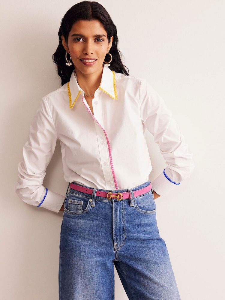 Boden White Sienna Embroidered 100% Cotton Shirt - Image 1 of 5