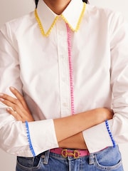 Boden White Sienna Embroidered 100% Cotton Shirt - Image 4 of 5