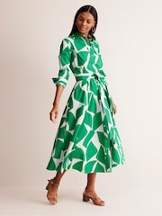 Boden Green Amy 100% Cotton Midi Shirt Dress - Image 3 of 6