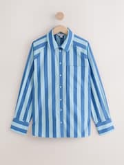 Light/Dark Blue Stripe - Girlfriend Oversized Long Sleeve Shirt - Image 5 of 7