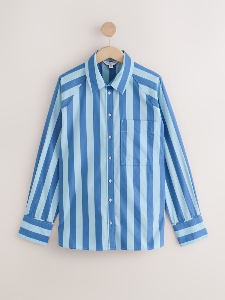 Light/Dark Blue Stripe - Girlfriend Oversized Long Sleeve Shirt - Image 5 of 7
