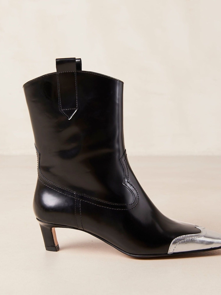 Alohas Black Hudson Shimmer Bicolor Leather Ankle Boots - Image 1 of 5