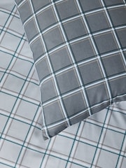 Grey Check Reversible Check Duvet Cover and Pillowcase Set - Image 7 of 8