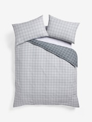 Grey Check Reversible Check Duvet Cover and Pillowcase Set - Image 8 of 8