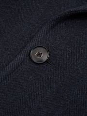 Reiss Navy Herringbone Bergamo Wool Blend Double Breasted Peacoat - Image 6 of 6