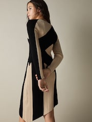 Reiss Black/Ecru Jem 9-13 yrs Knitted Colourblock Asymmetric Dress - Image 1 of 2
