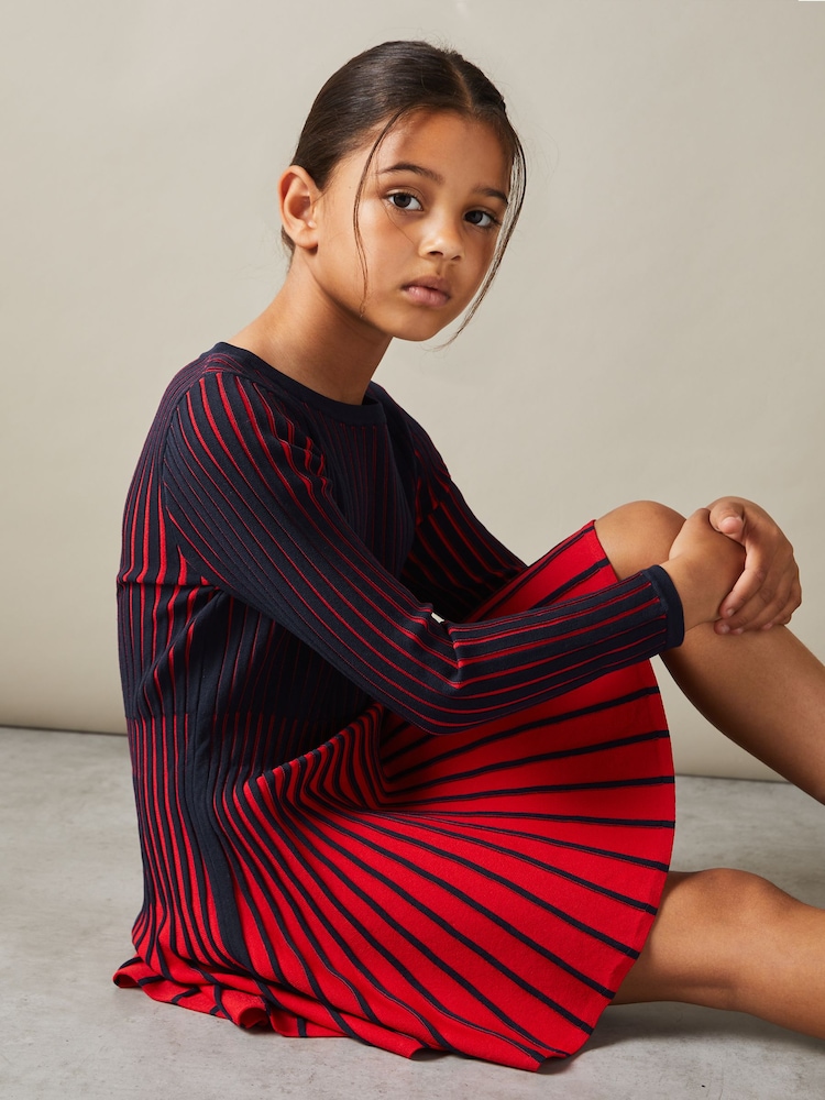 Reiss Lou Pleated Contrast Skater Dress - Imagen 1 de 4
