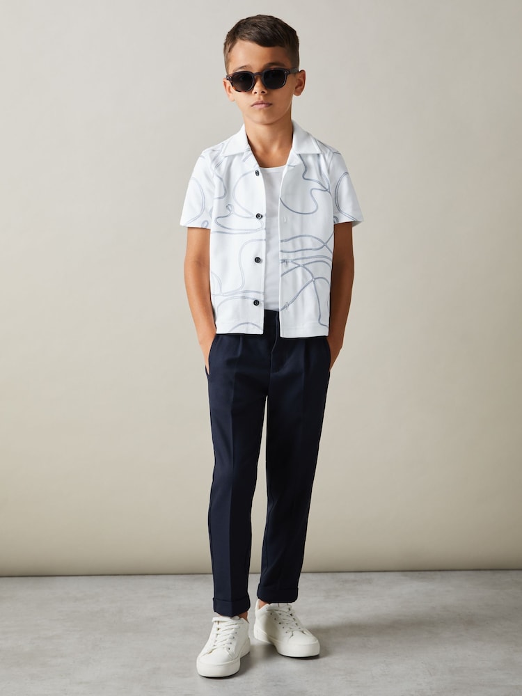 Reiss White Menton Teen Cotton Jersey Embroidered Shirt - Image 2 of 4