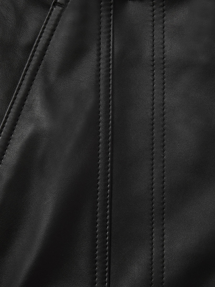 Reiss Black Daria Leather Zip-Front Mini Skirt - Image 5 of 5
