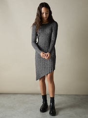 Reiss Jayden Metallic Ribbed Asymmetric Dress - Imagen 3 de 4