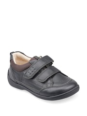 Start Rite Zig Zag Leather Rip Tape School Black Shoes - Image 3 of 6
