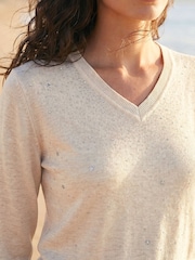 Roman Natural V-Neck Star Hotfix Jumper - Image 4 of 4